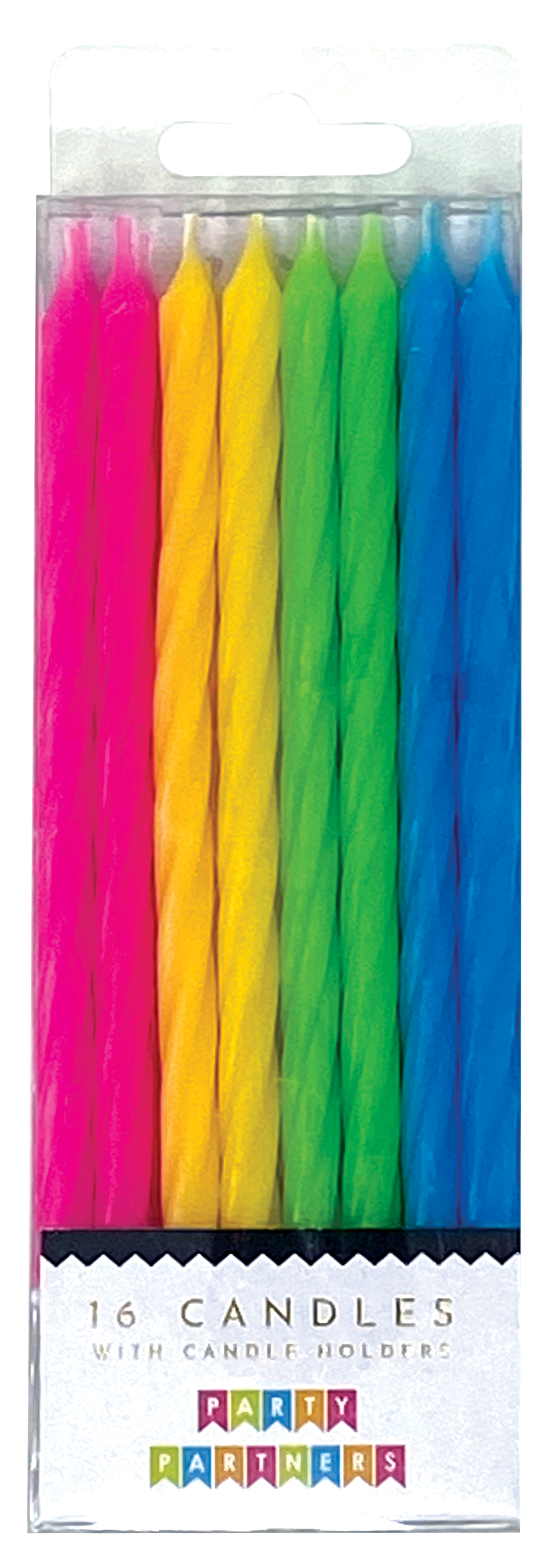 Neon Rainbow Spiral 16 Candle Set