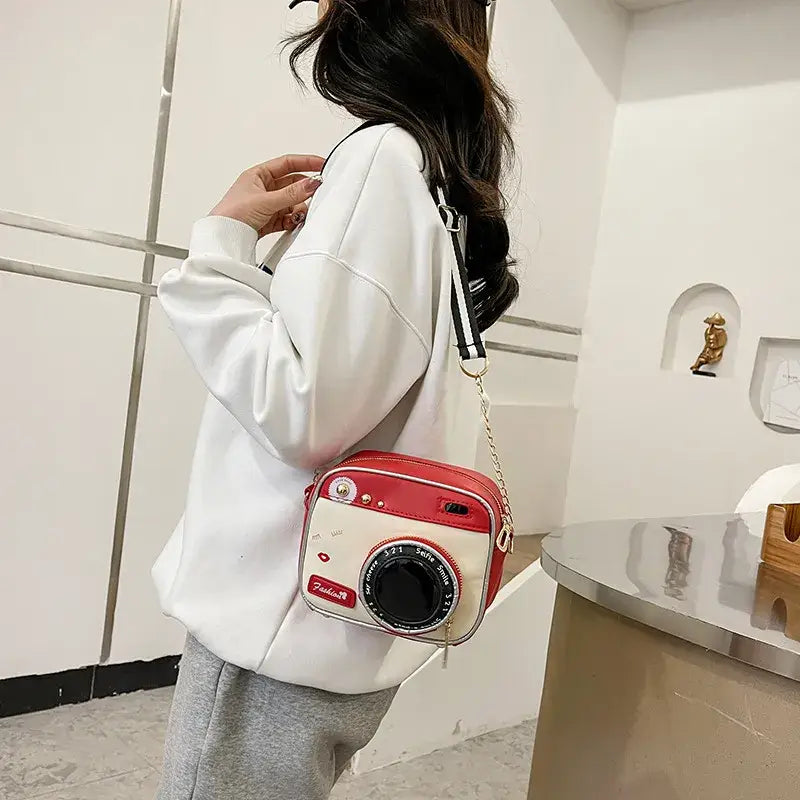 Fun Camera Shaped Handbag Purse: Black