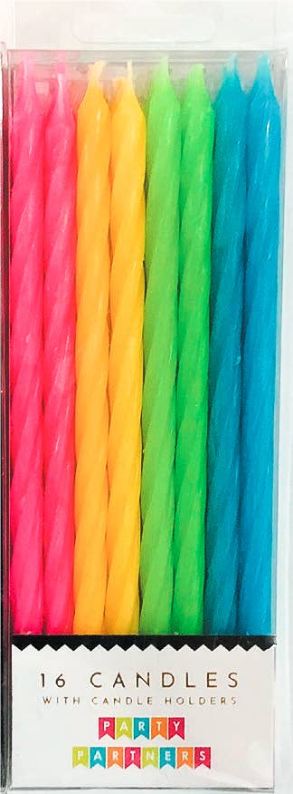 Neon Rainbow Spiral 16 Candle Set