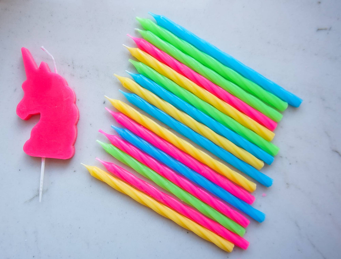 Neon Rainbow Spiral 16 Candle Set