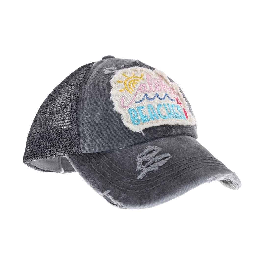 Embroidered Aloha Beaches Patch C.C High Pony Criss Cross Ba: Coral