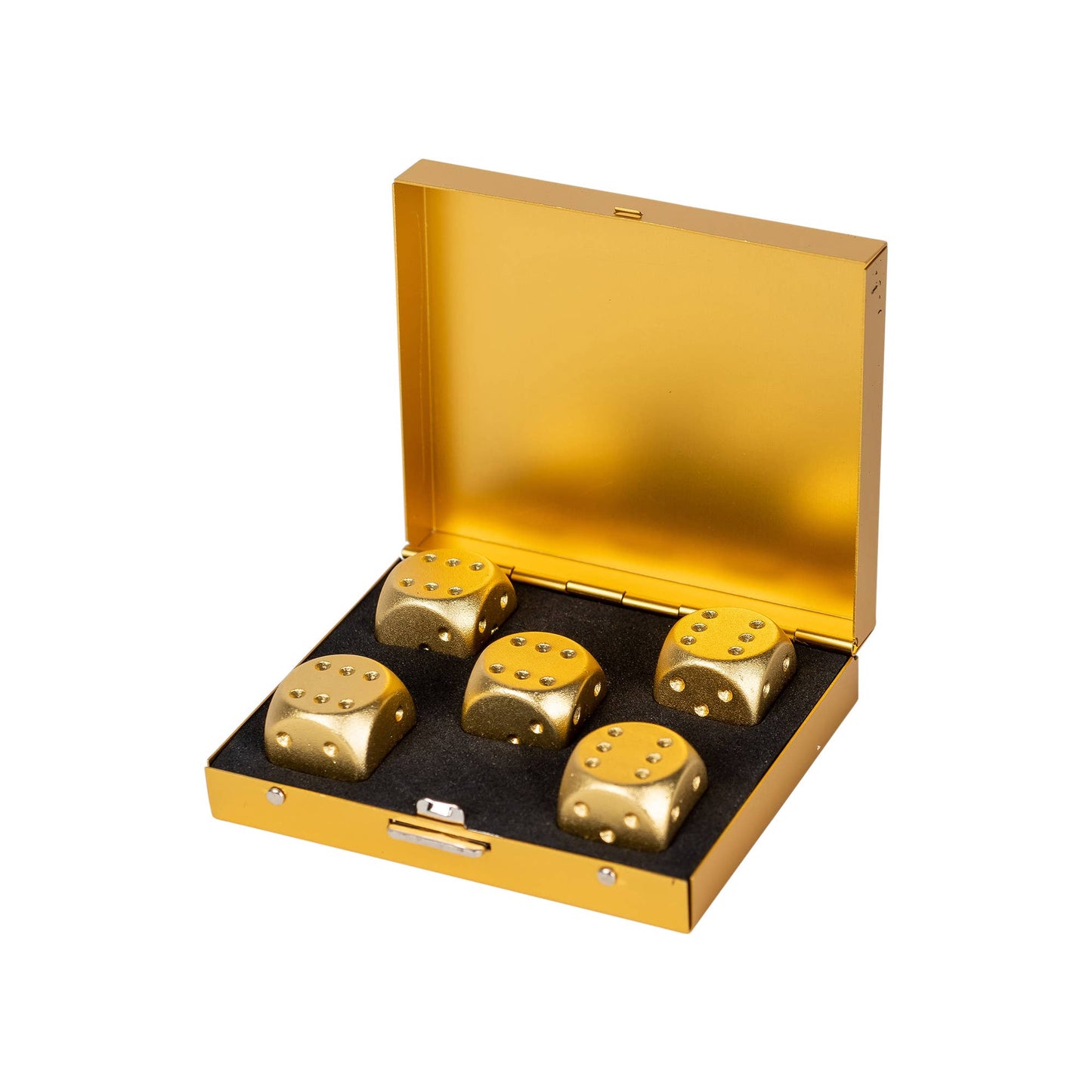 Men's Brushed Stainless Dice Set: Gold