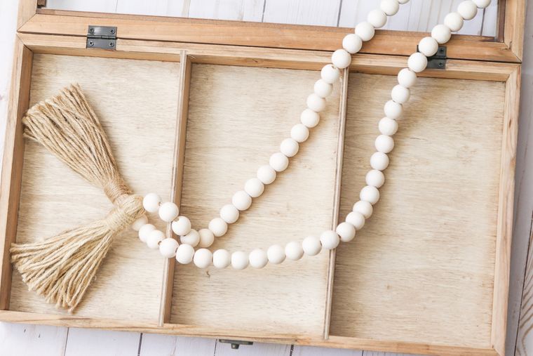 Wood Bead Garland with Tassels-Natural