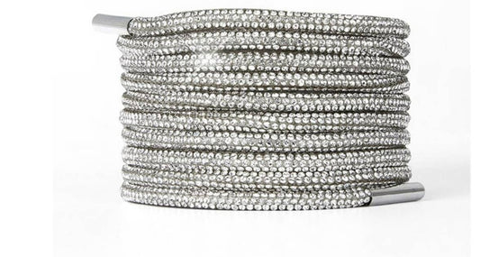 Rhinestone Shoe Laces: Silver