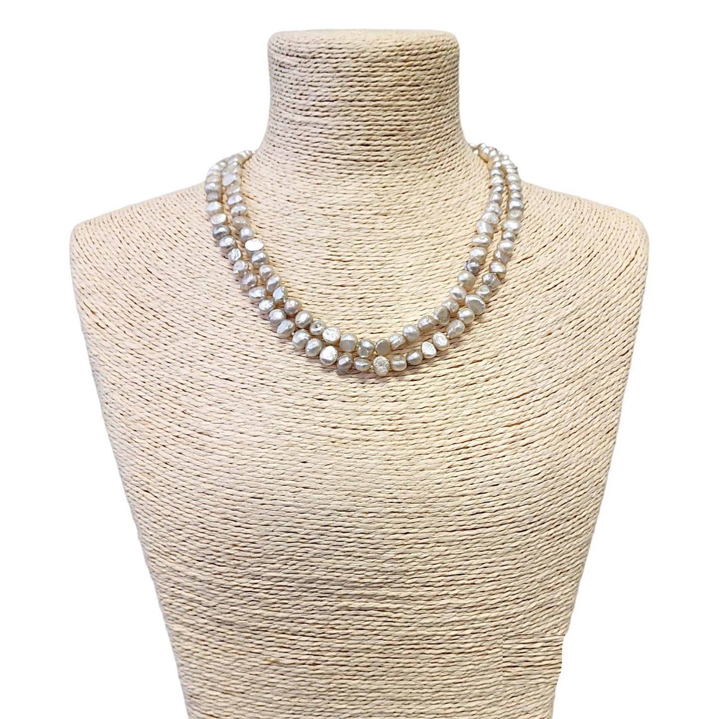 Neutral Beige Single Strand Freshwater Keshi Pearl Necklace