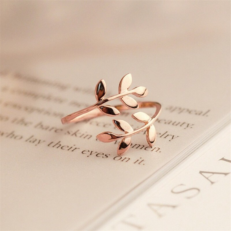 Olive Tree Branch Stackable Ring: Gold