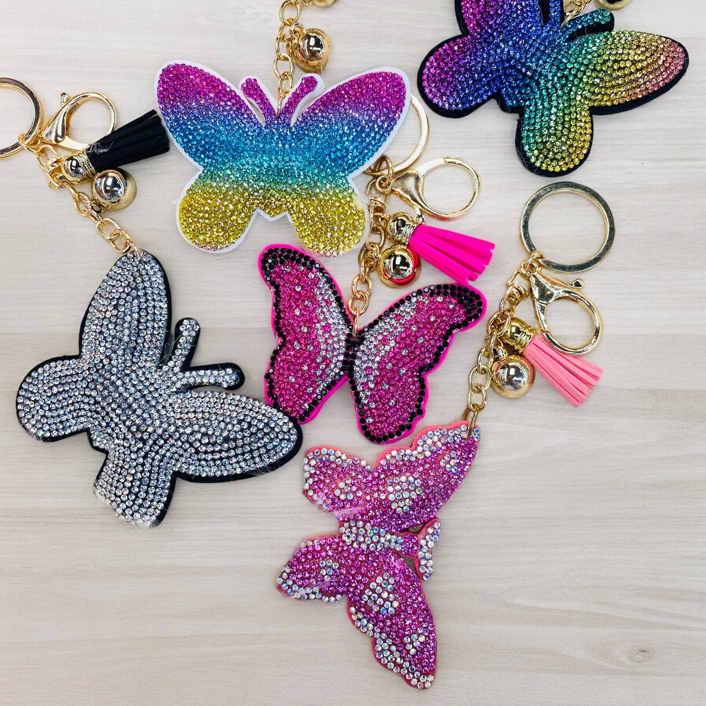 Butterfly Keychains: Black rainbow