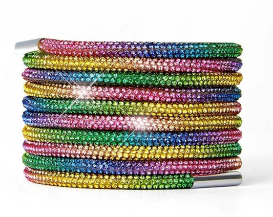 Rhinestone Shoe Laces: Multi-Colored