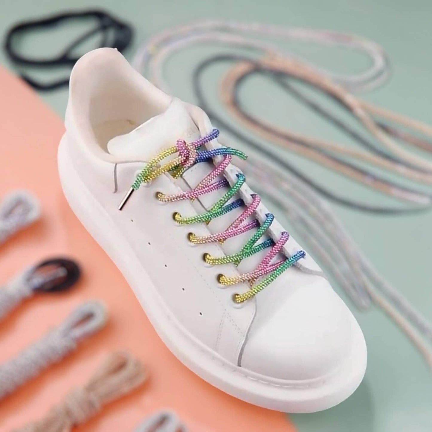 Rhinestone Shoe Laces: Multi-Colored