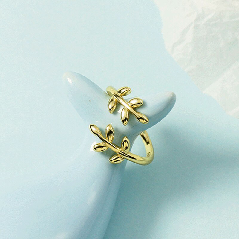 Olive Tree Branch Stackable Ring: Gold