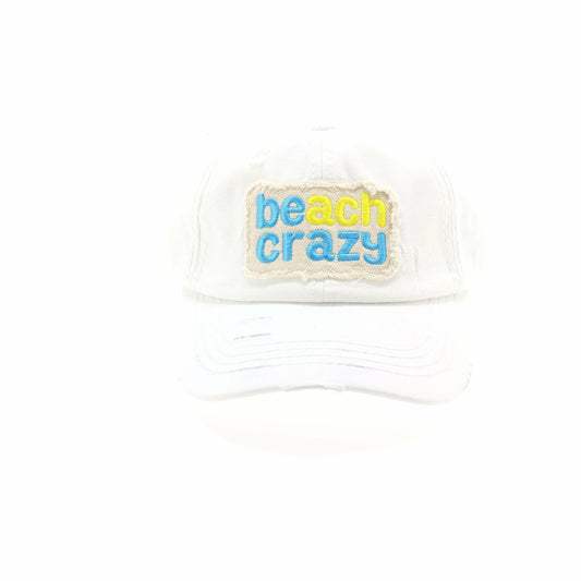 Beach Crazy Embroidered High Ponytail CC Ball Cap BT761: White