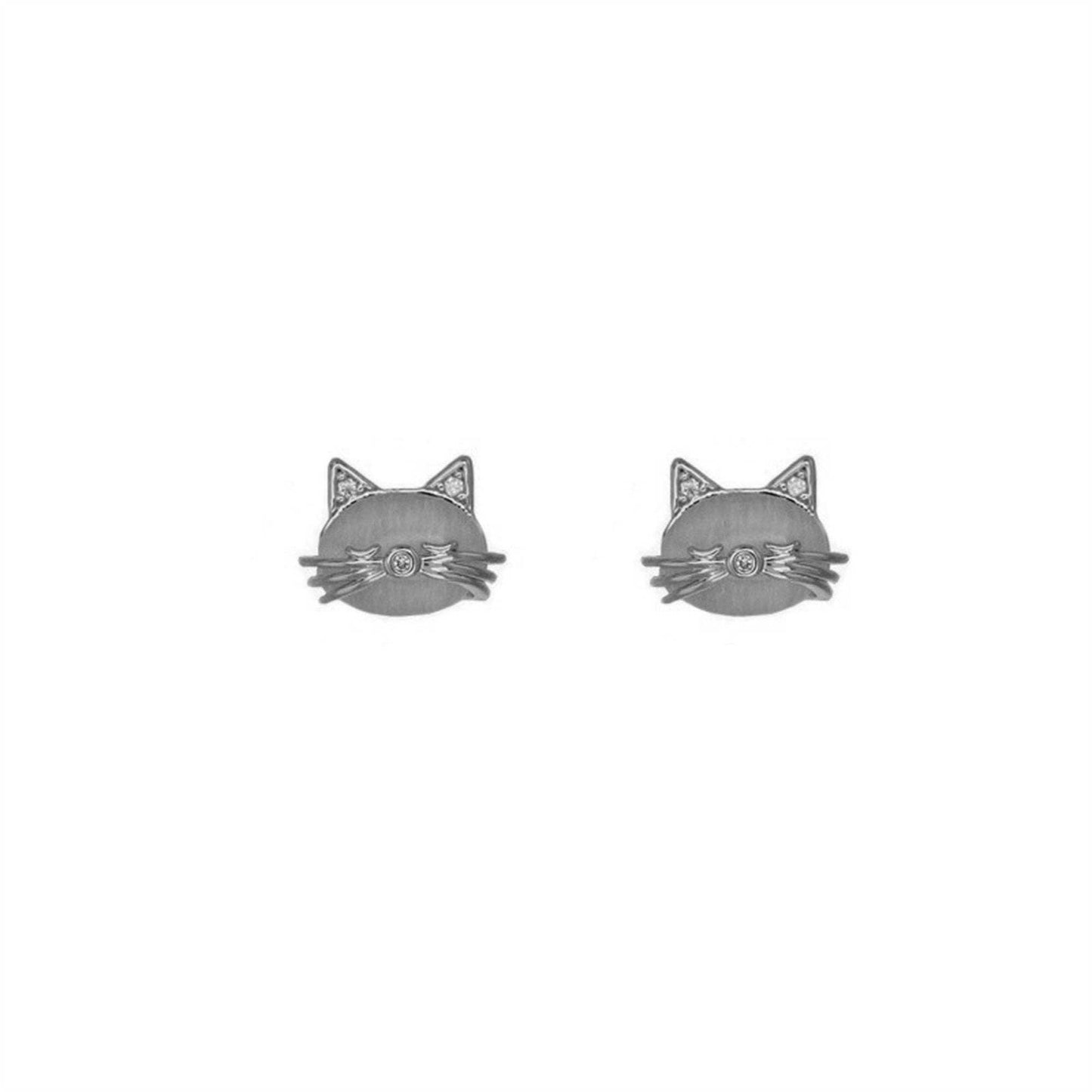 Cute Mini Opal Cat Stud Earrings in 925 Sterling Silver: Gold