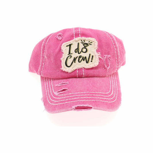 Distressed I Do Crew CC Ball Cap BA2019IDC: Hot Pink