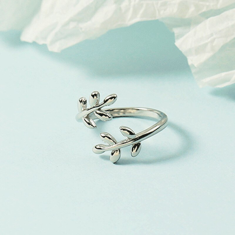 Olive Tree Branch Stackable Ring: Gold