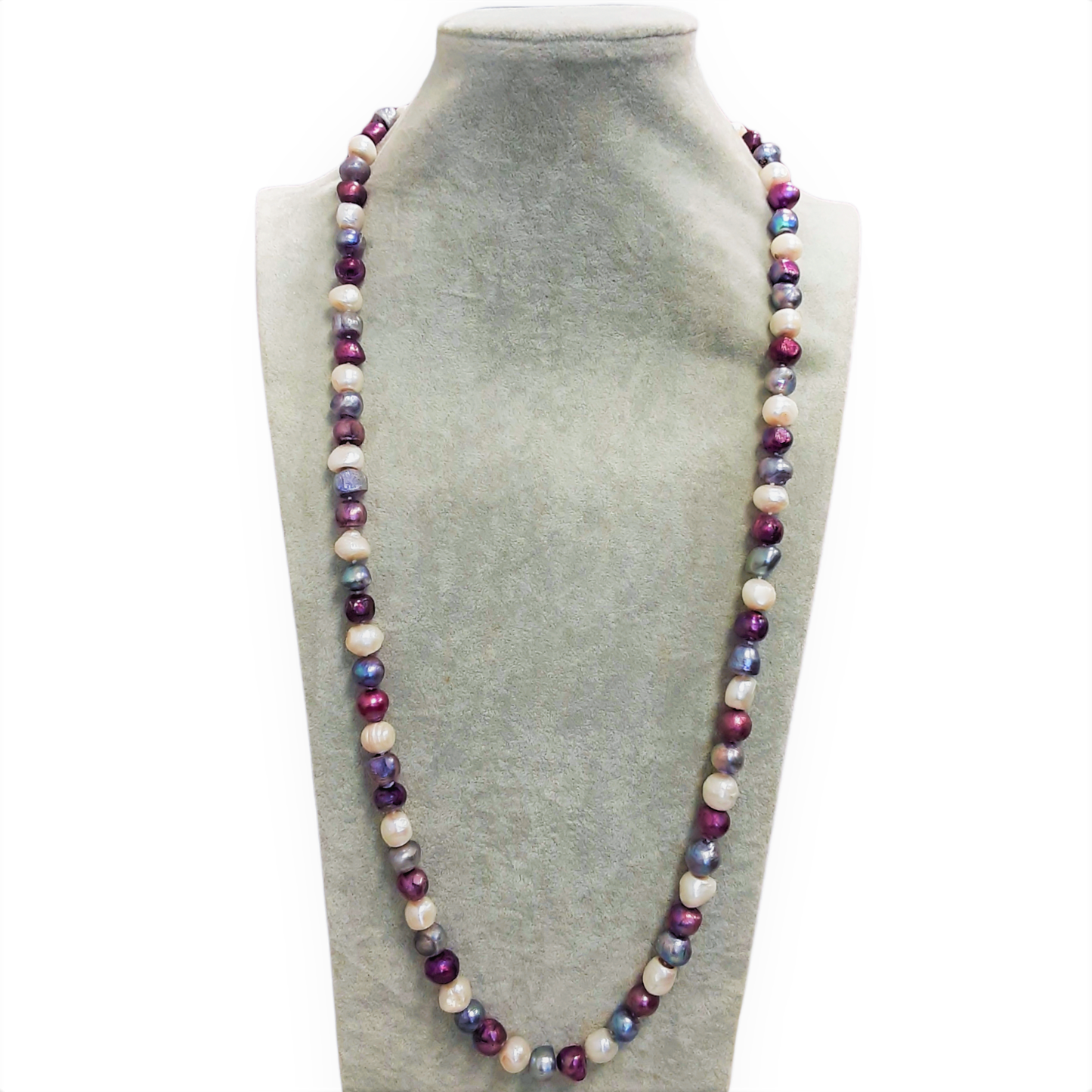 Lavender Purple & White Freshwater Pearl Baroque Necklace