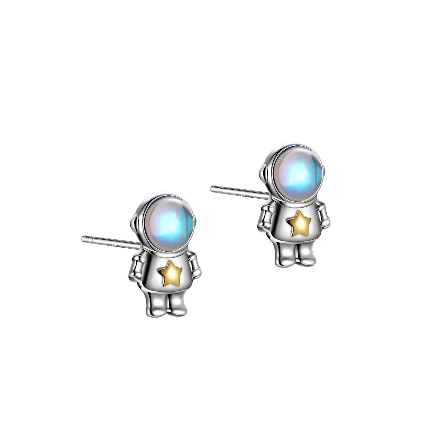 Astronaut Star Spaceman Stud Earrings in 925 Sterling Silver