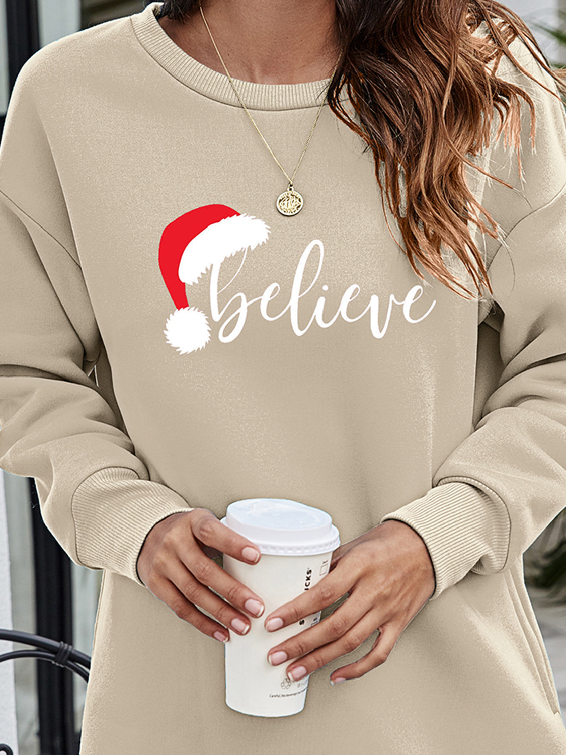 BELIEVE Graphic Tunic Sweatshirt