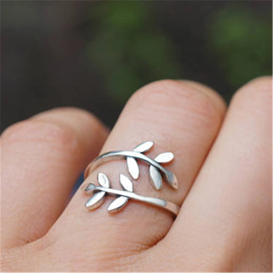 Olive Tree Branch Stackable Ring: Gold