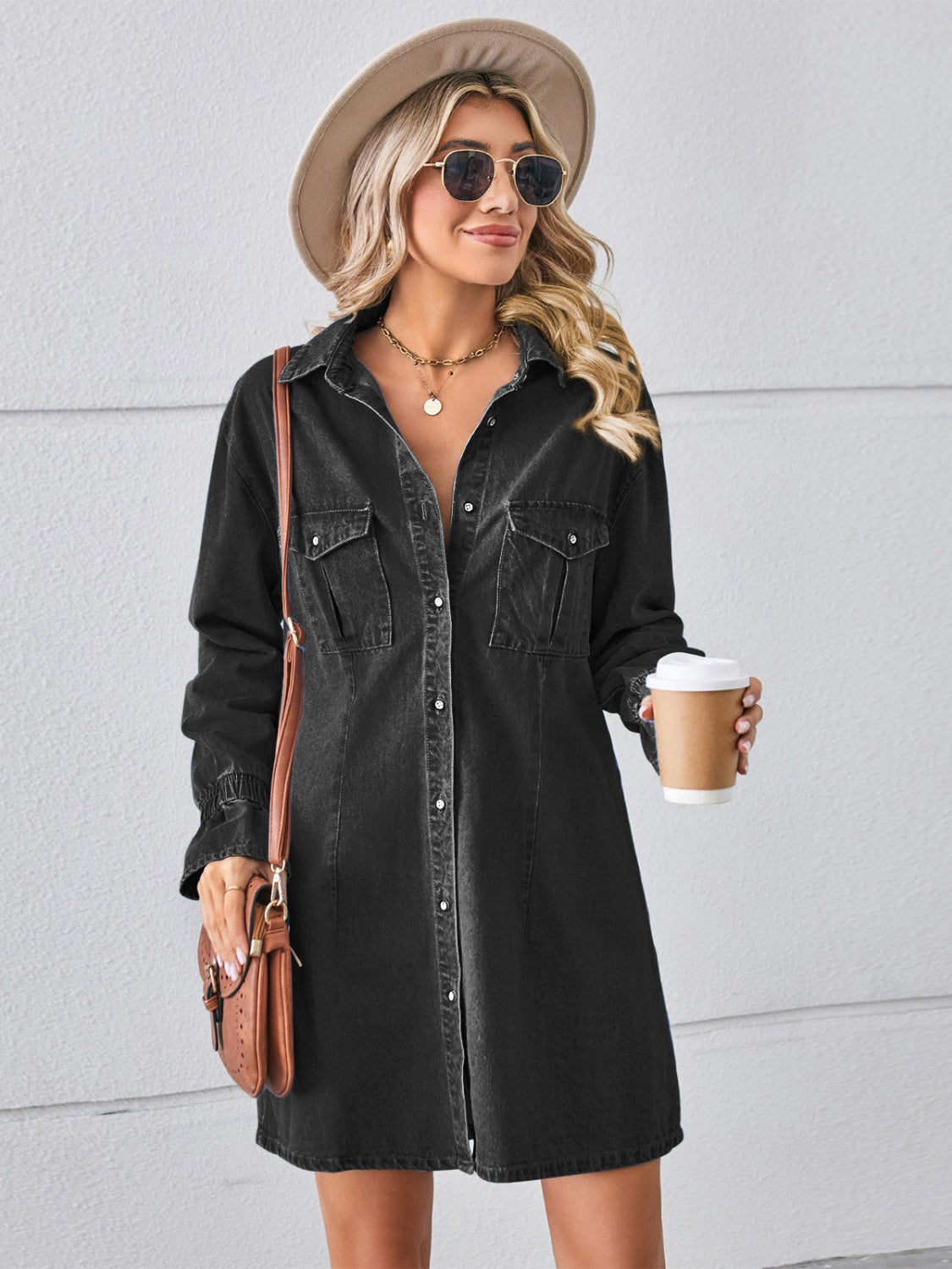 Pocketed Dropped Shoulder Mini Denim Dress – destingiftgarden