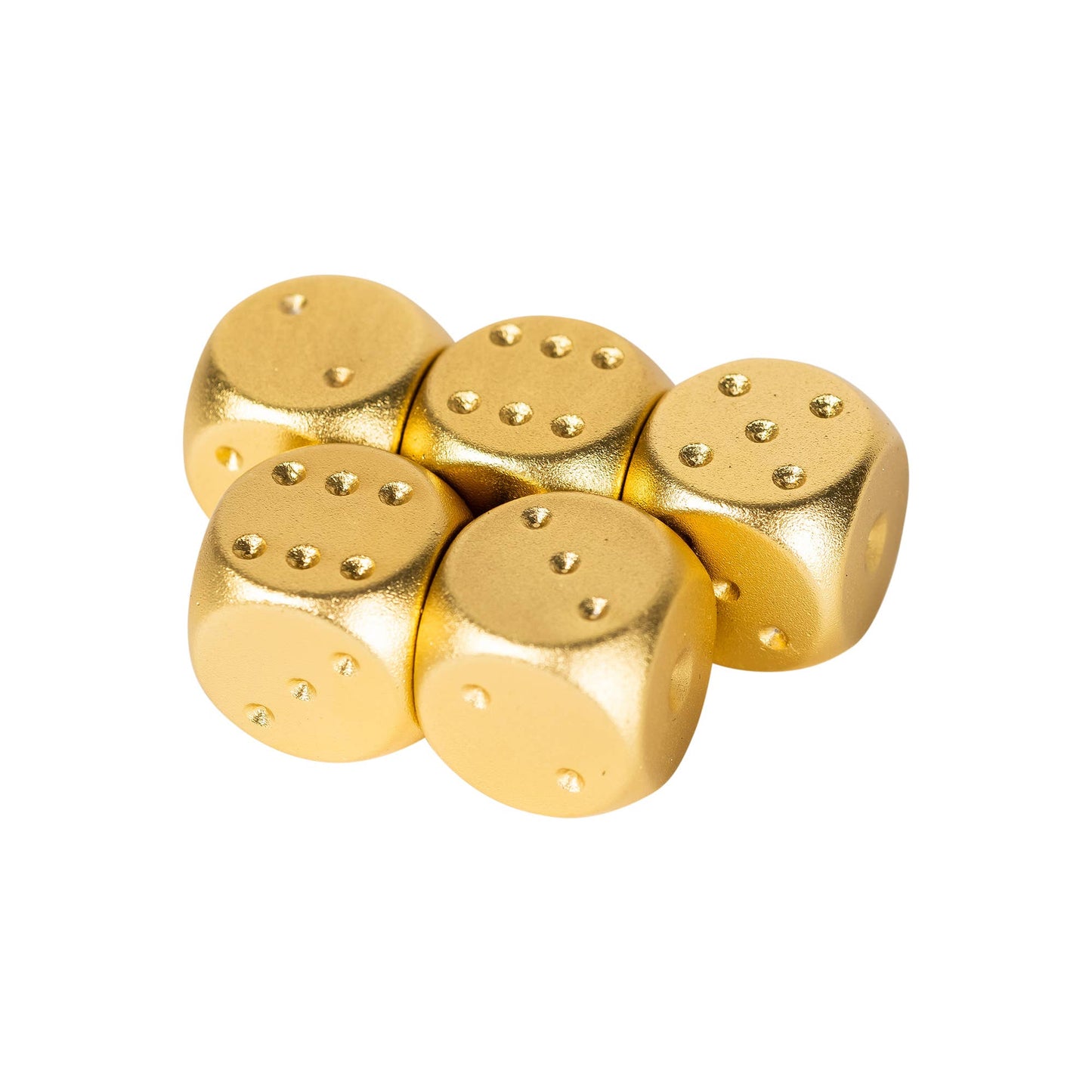 Men's Brushed Stainless Dice Set: Gold