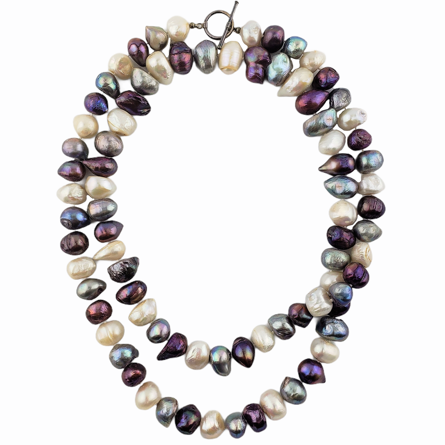 Lavender Purple & White Freshwater Pearl Baroque Necklace