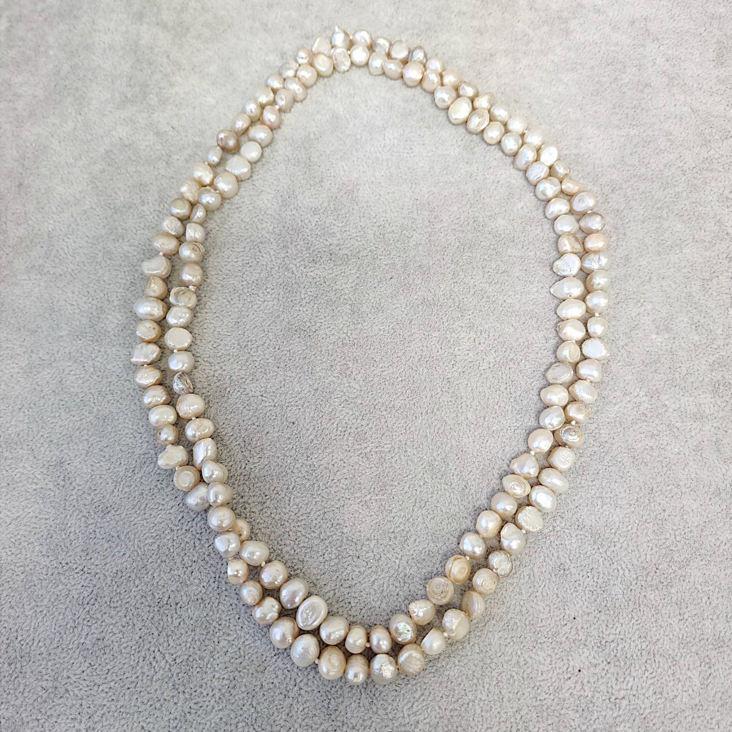 Neutral Beige Single Strand Freshwater Keshi Pearl Necklace