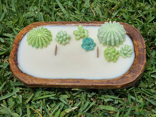 Wooden Succulent Garden Soy Candle