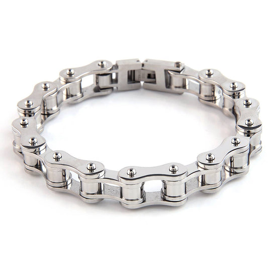 Dakata Stainless Bike Chain Bracelet: All Silver