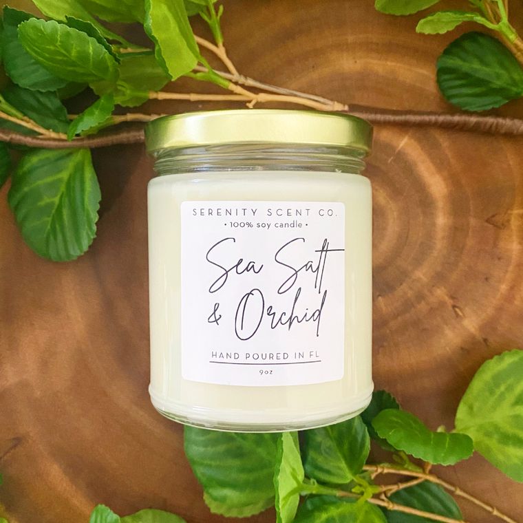 Sea Salt & Orchid Candle | Handmade Soy Candle | 100% Soy Wax