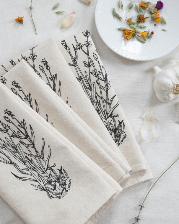 Set of 4 Organic Cotton Lavender Napkins - Eco-friendy, handmade