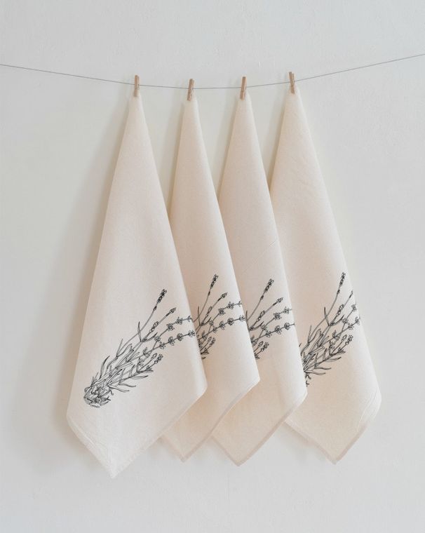 Set of 4 Organic Cotton Lavender Napkins - Eco-friendy, handmade